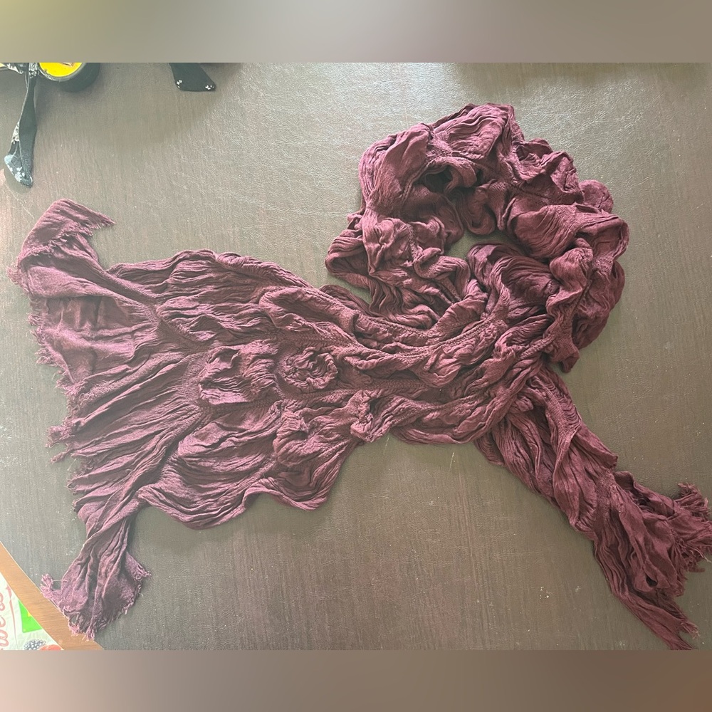 Textured Burgundy Scarf